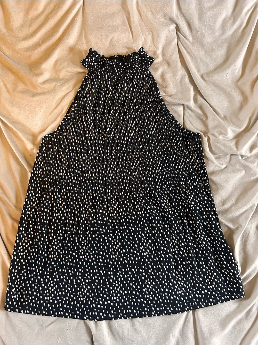 Black Halter Tank with White Dot Print